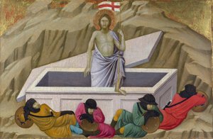 Ugolino di Nerio (ca 1280-1349) 《復活》（フィレンツェ、サンタ・クローチェ聖堂より） パネルにテンペラ 1324-1325年頃 National Gallery, London 40,5x56,5