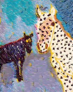 斑模様の牝馬と子馬 作： 