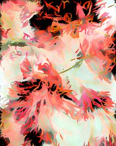 鮮やかな花をモチーフにした抽象画 作： 