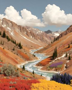 活気あふれる山間の渓谷 作： 