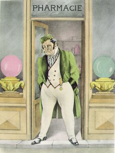 The Pharmacist Homais、Gustave Flaubert (1821-80) による「Madame Bovary」のイラスト、Gibert Jeune 発行