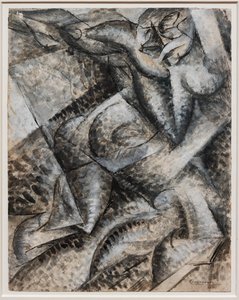 空間の連続性（人体のダイナミズム）の独特な形を合成したい 作： Umberto Boccioni