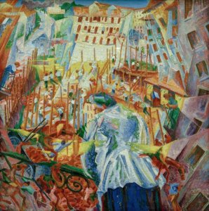 道路は家に入ります 作： Umberto Boccioni