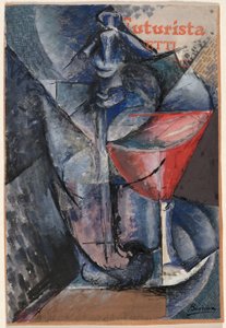 静物：ガラスとサイフォン 作： Umberto Boccioni