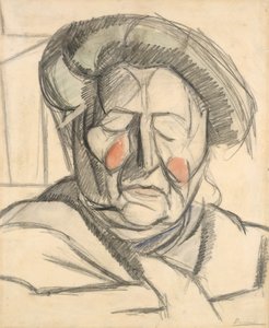 アーティスト・マザー、1915年（紙の上でのグラファイトと水彩の洗浄） 作： Umberto Boccioni