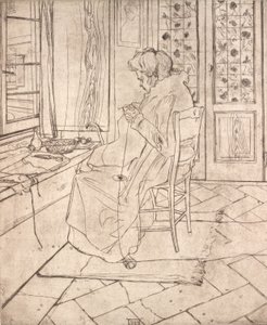 アーティストの母親のかぎ針編み、1907 年。 作： Umberto Boccioni
