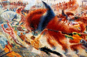 市が昇る、1911年。 作： Umberto Boccioni