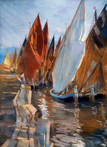 アドリア海の帆船、ウンベルト コロマルディ (1870-1948) 作。 20世紀イタリア。 作： Umberto Coromaldi
