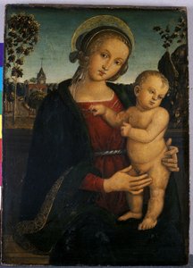 マドンナと子供、1500（木のテンペラ） 作： Umbrian School