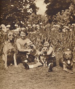 -そして、ウィンザー、ロイヤルロッジでの友人、プリンセスエリザベスとメアリー、c1936 1937 作： Unbekannt