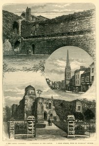 1.城の外観。 2.城の内部。 3.ハイストリート、聖ニコラス教会、1898年