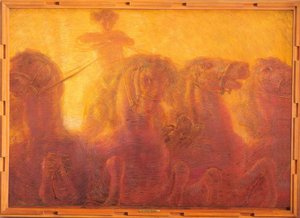 太陽の戦車を引っ張る横行する4頭の馬 作： Unbekannt