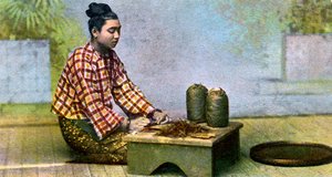 葉巻を作るビルマの女性、c1900s 作： Unbekannt