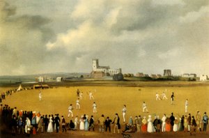 「クライストチャーチ小修道院でのクリケットの試合、ハンプシャー、1850 年」、1947 年。 作： Unbekannt