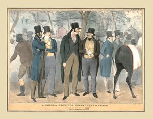 Epsom、c1832でのスポーツキャラクターのグループ。 作： Unbekannt