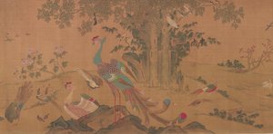 百羽の鳥が鳳凰を崇拝する、清王朝、18世紀。 作： Unbekannt