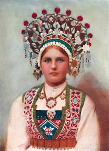 1912年、ブライダルドレスを着たノルウェー人の女の子 作： Unbekannt