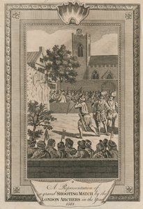 1583年のロンドンアーチャーによる壮大な射撃試合の代表。 作： Unbekannt