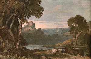 牛のいる川の情景、c1900。 作： Unbekannt