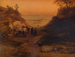数字と馬のいる岩だらけの峡谷、1848年、1938年 作： Unbekannt