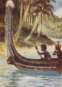 ソロモン諸島のカヌー、1923年。 作： Unbekannt