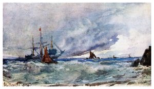 タリファ沖の船の甲板からの空と海の研究、1901 作： Unbekannt