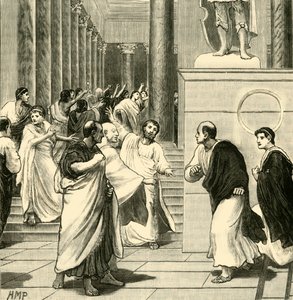 1890年のローマのフォーラムでの騒動。 作： Unbekannt