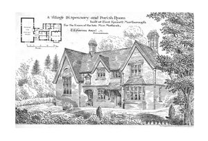 1884年、マールボロのイーストケネットに建てられた村の診療所と教区の部屋。 作： Unbekannt
