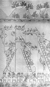 アッシリア人による攻撃で占領された都市、c1853、c1900-1920 作： Unbekannt