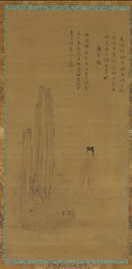 女性像、庭の石、牡丹、18 世紀。 作： Unbekannt