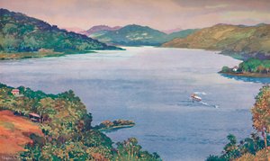 1914年にリベラオダスラジェスにある大きな人工湖を垣間見る 作： Unbekannt