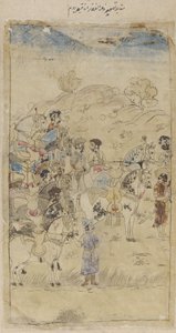 男性と馬のグループ、19 世紀初頭。 作： Unbekannt