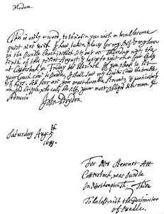 ジョン・ドライデンが書いた手紙1631-12700、イギリスの詩人、1699 1840 作： Unbekannt