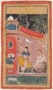 Ragamalaシリーズのページ：Hindol RagaのRamakali Ragini、c。 1610年。 作： Unbekannt