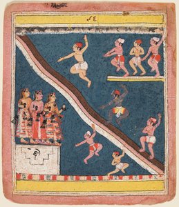 ケサバダスのラシカプリヤのページ：クリシュナとゴパスが池に飛び込むc。 1640。 作： Unbekannt