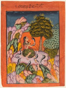 Ragamalaシリーズのページ：Asavari Ragini、1700年代初頭。 作： Unbekannt