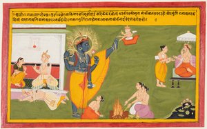 ページからのラーマーヤナ：バマナアバターのヴィシュヌトリビクラマ、c。 1710年。 作： Unbekannt