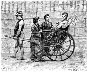 人力車、日本、1895 作： Unbekannt