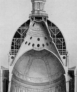 クリストファー・レンズ卿の大ドーム、c1934の断面図