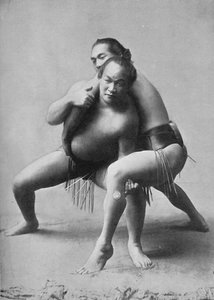 2人の日本人プロによる相撲の試合、1902年 作： Unbekannt