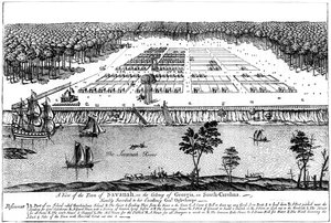 サウスカロライナ州ジョージア州の植民地、1741年、c1880にあるサバナの町の眺め 作： Unbekannt