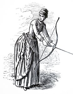弓道の練習をする若い女性 作： Unbekannt