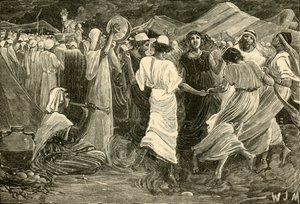 アーロンとイスラーレイテ、子牛を崇拝、1890年。 作： Unbekannt