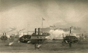 1878年のメンフィスでのガンボートの行動。 作： Unbekannt