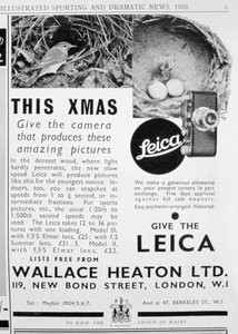 ウォレスヒートンリミテッド、ロンドンのニューボンドストリート、1933年に販売されたライカカメラの広告 作： Unbekannt