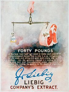 1899年の肉のリービック抽出物の広告。 作： Unbekannt