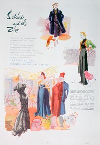 ICI、1937年にライトニング色のプラスチック製ジッパーファスナーの広告 作： Unbekannt