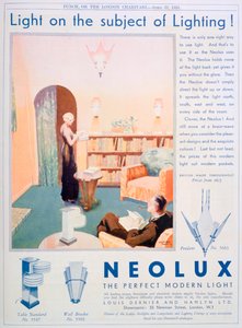 Neolux照明器具の広告、1931年
