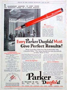 パーカーペンの広告、1931年