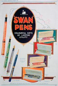 白鳥のペンの広告、1928
